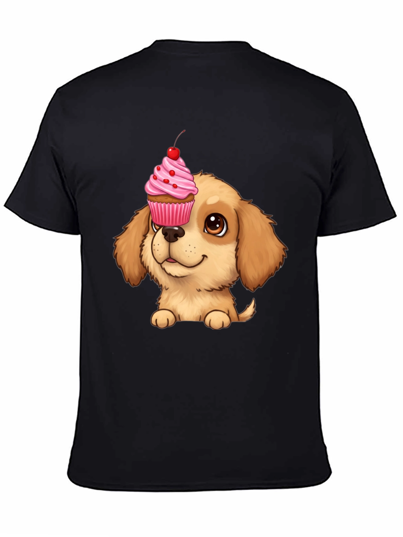 Cute Dog with Cupcake T-Shirt - Novelty Graphic Tee