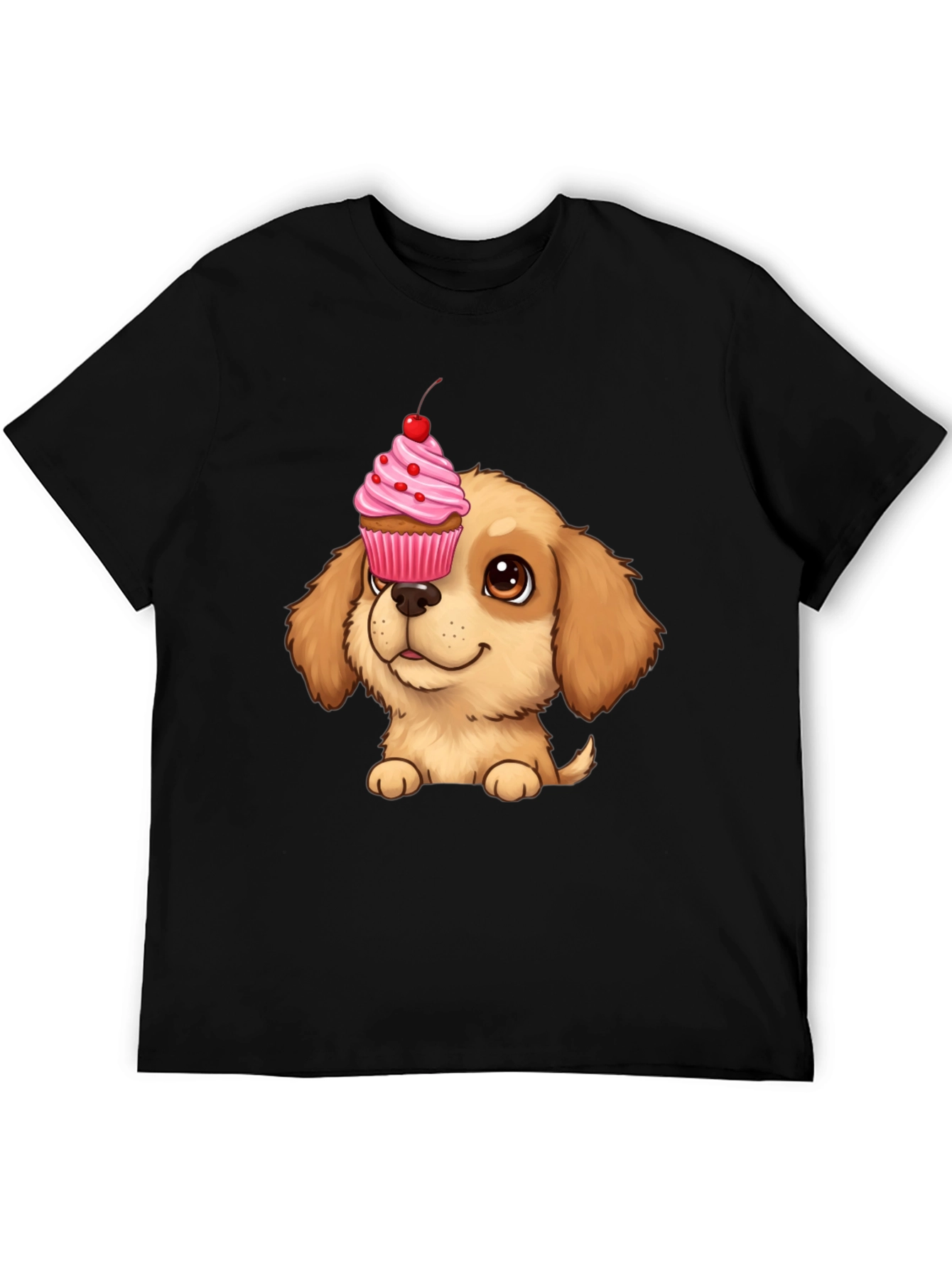 Cute Dog with Cupcake T-Shirt - Novelty Graphic Tee