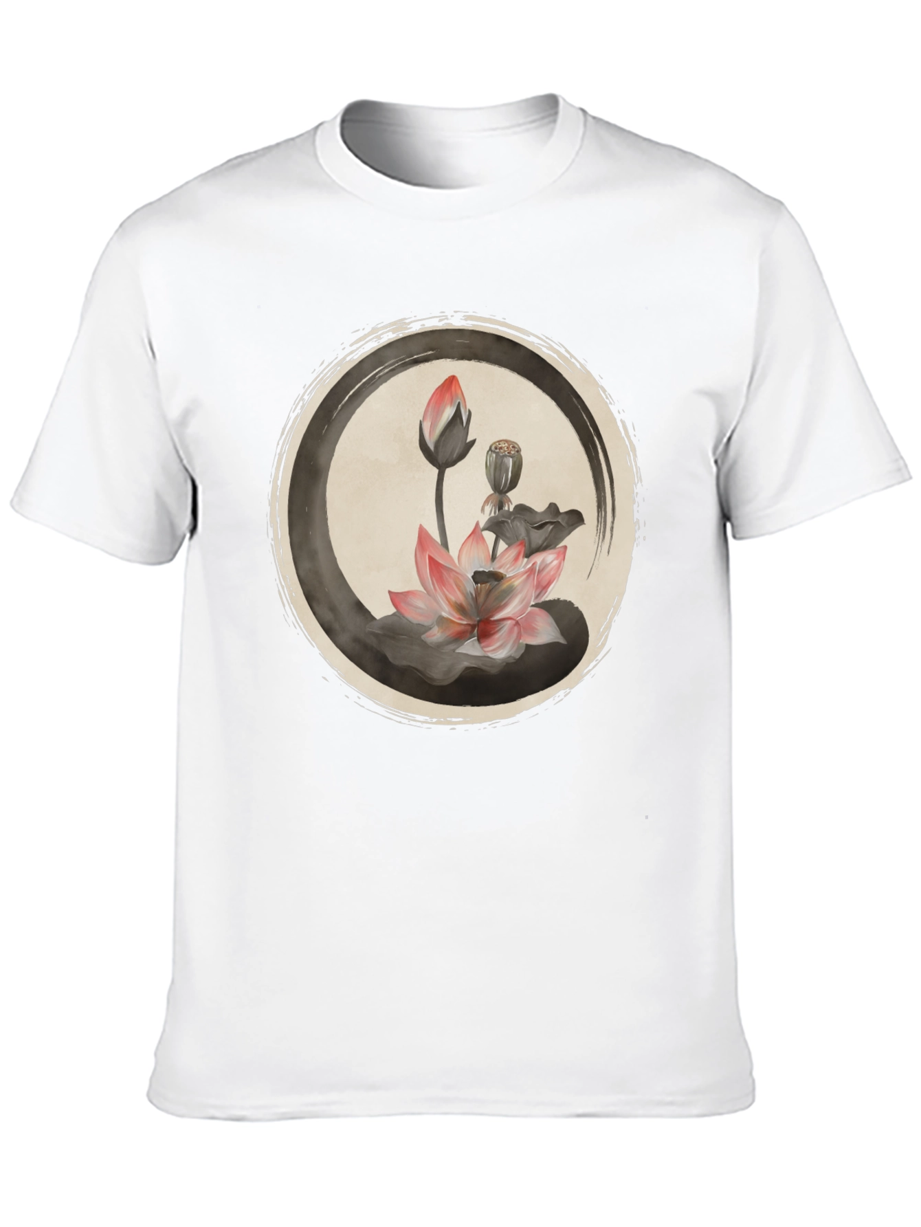 Lotus Flower Graphic Tee - Casual Black T-Shirt
