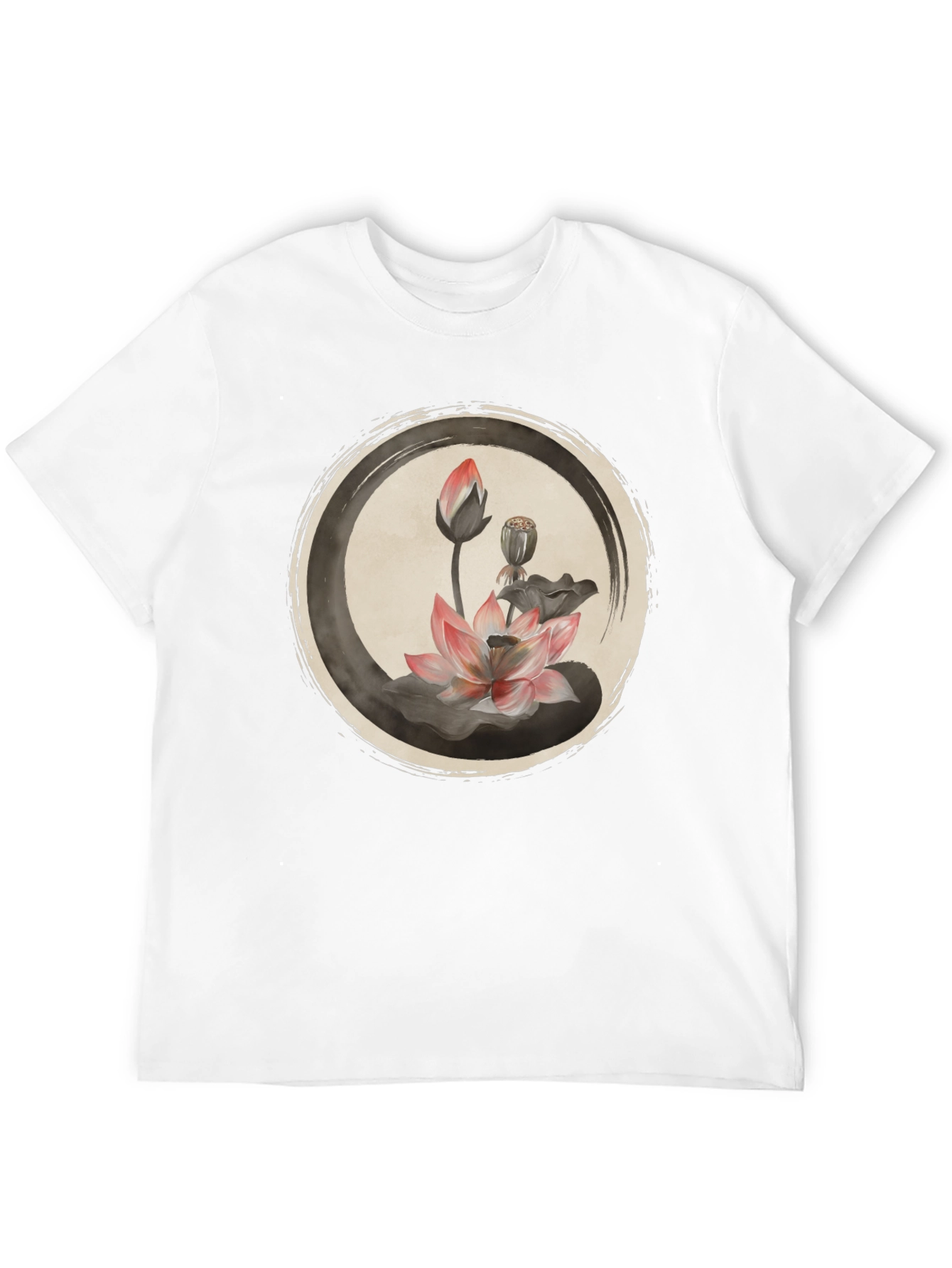 Lotus Flower Graphic Tee - Casual Black T-Shirt