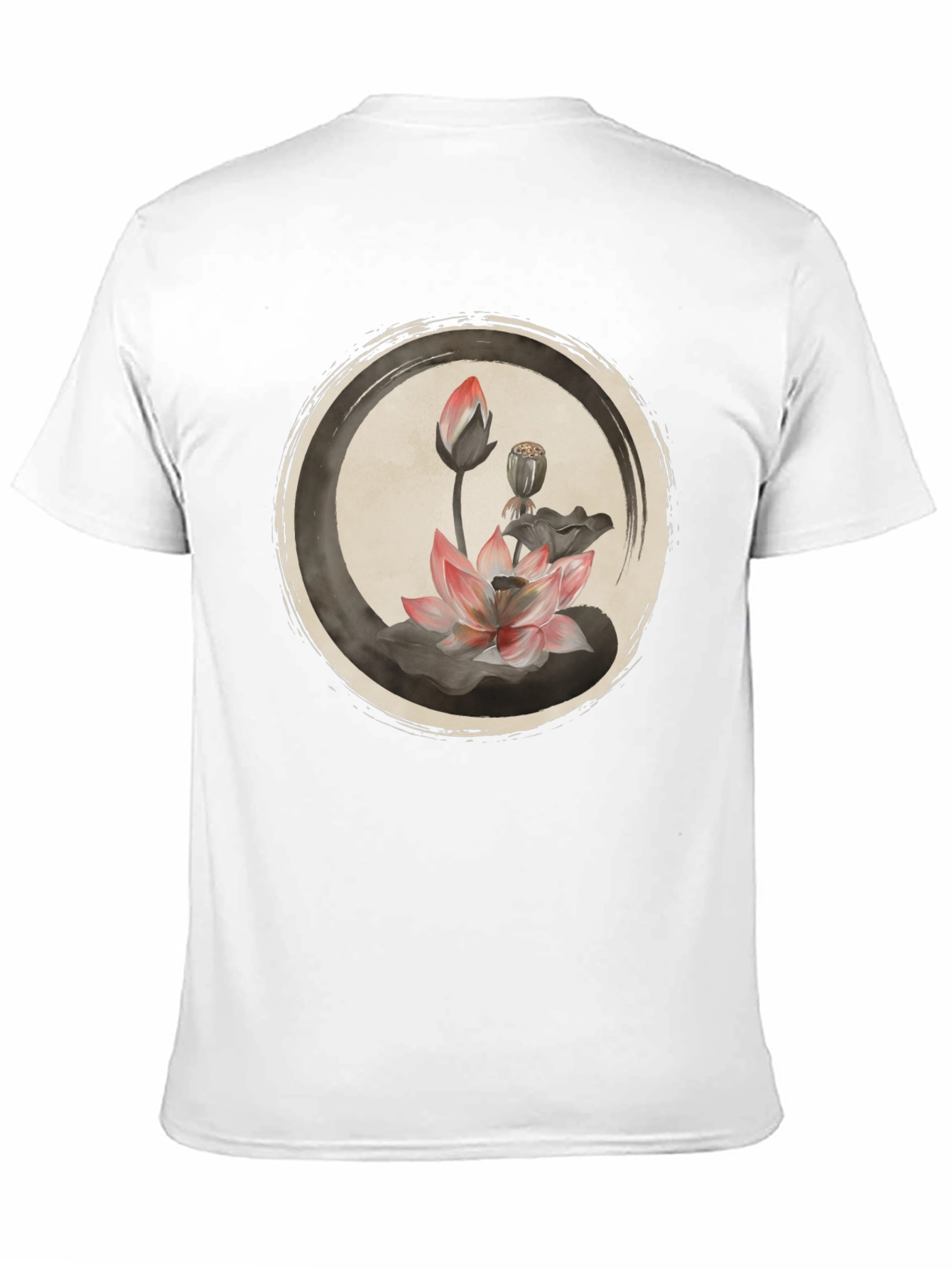 Lotus Flower Graphic Tee - Casual Black T-Shirt