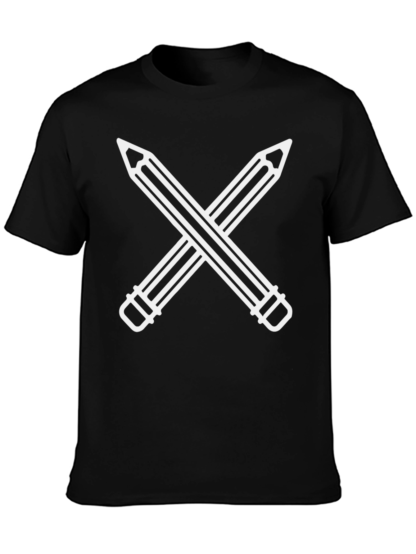 Crossed Pencils Graphic Black T-Shirt