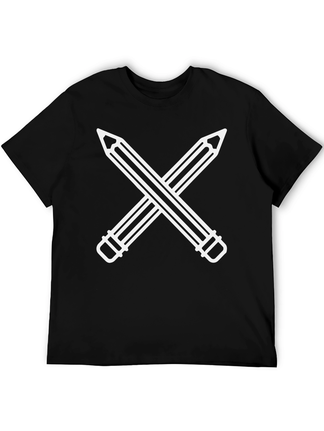 Crossed Pencils Graphic Black T-Shirt