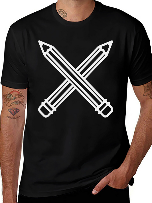 Crossed Pencils Graphic Black T-Shirt