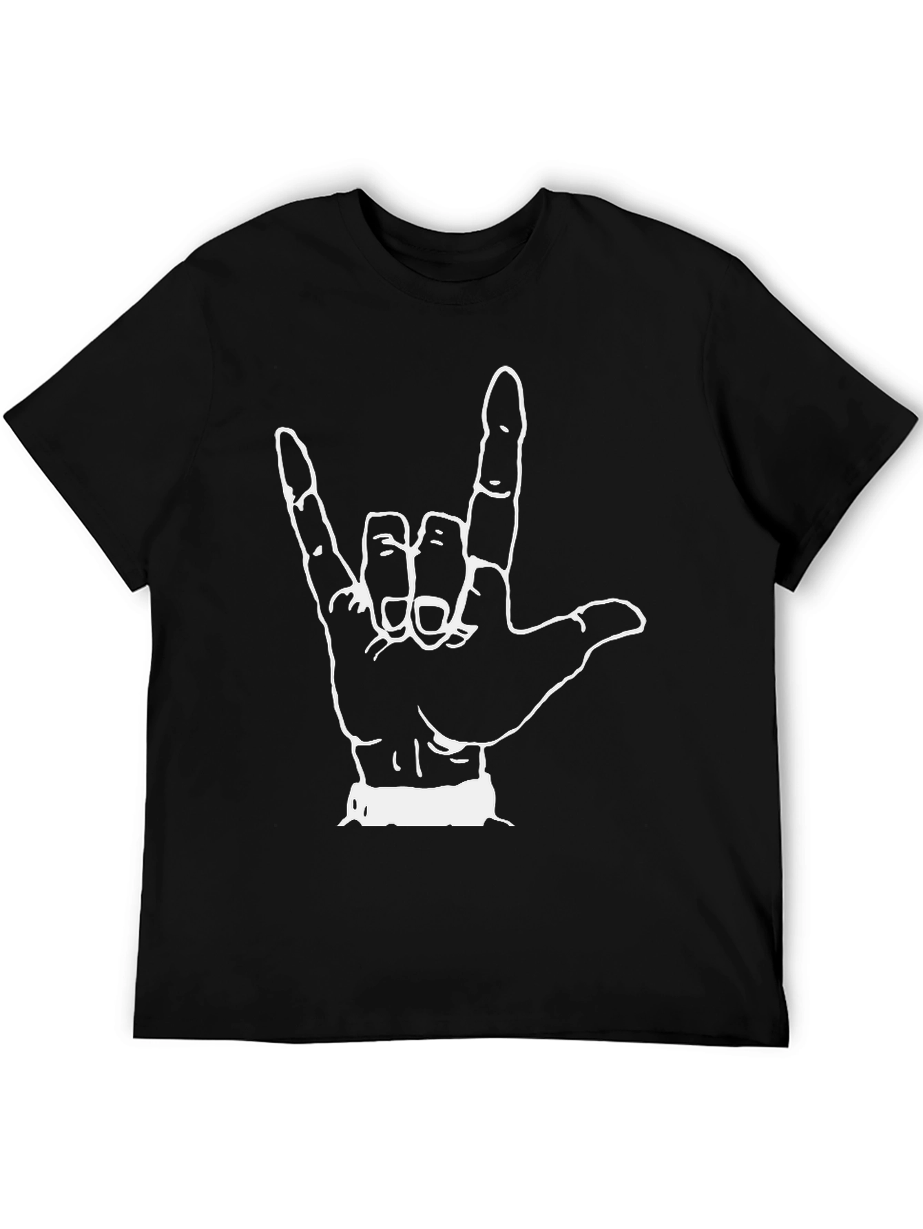 Rock On! Hand Gesture Graphic Tee - Black