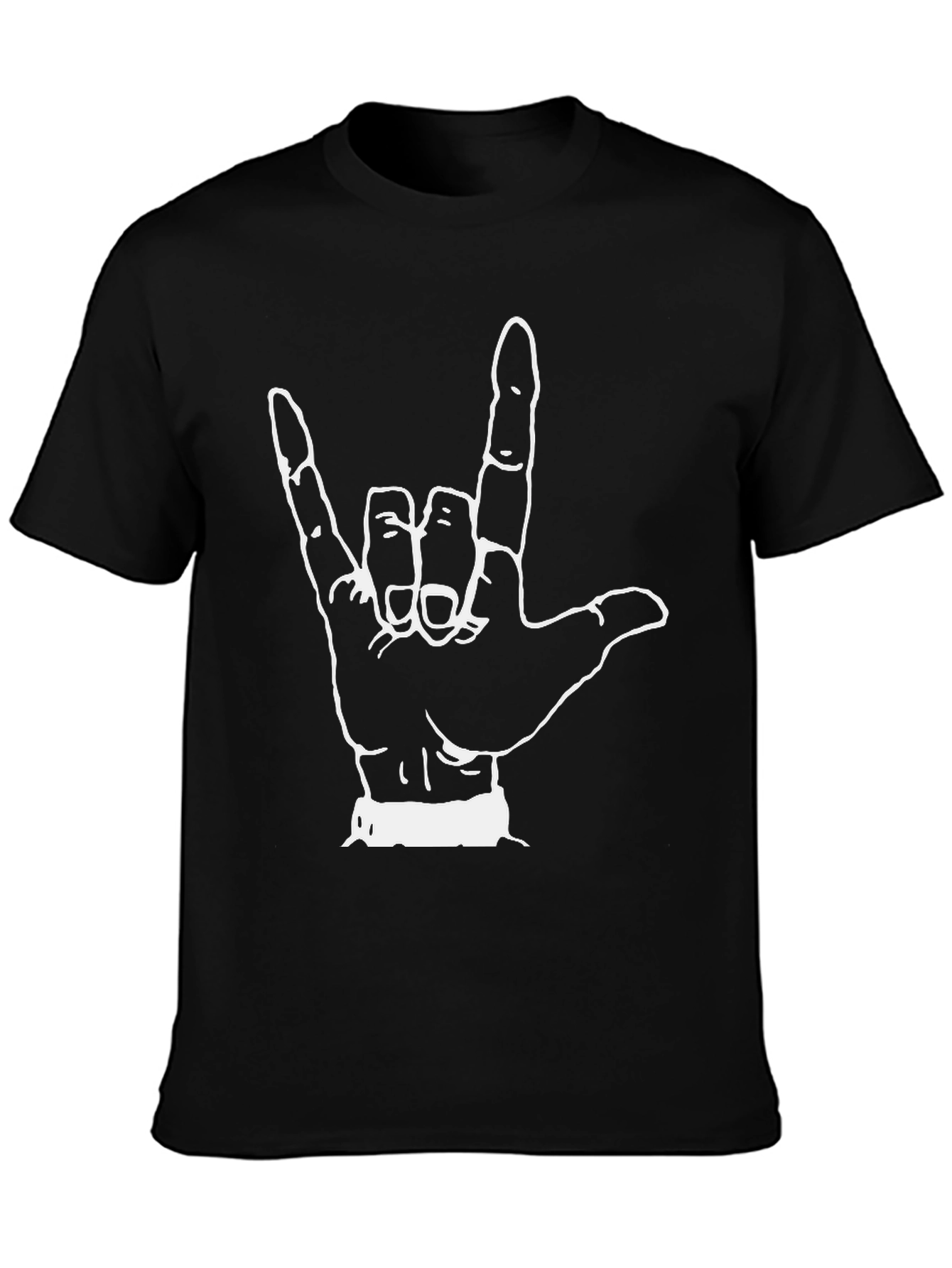 Rock On! Hand Gesture Graphic Tee - Black