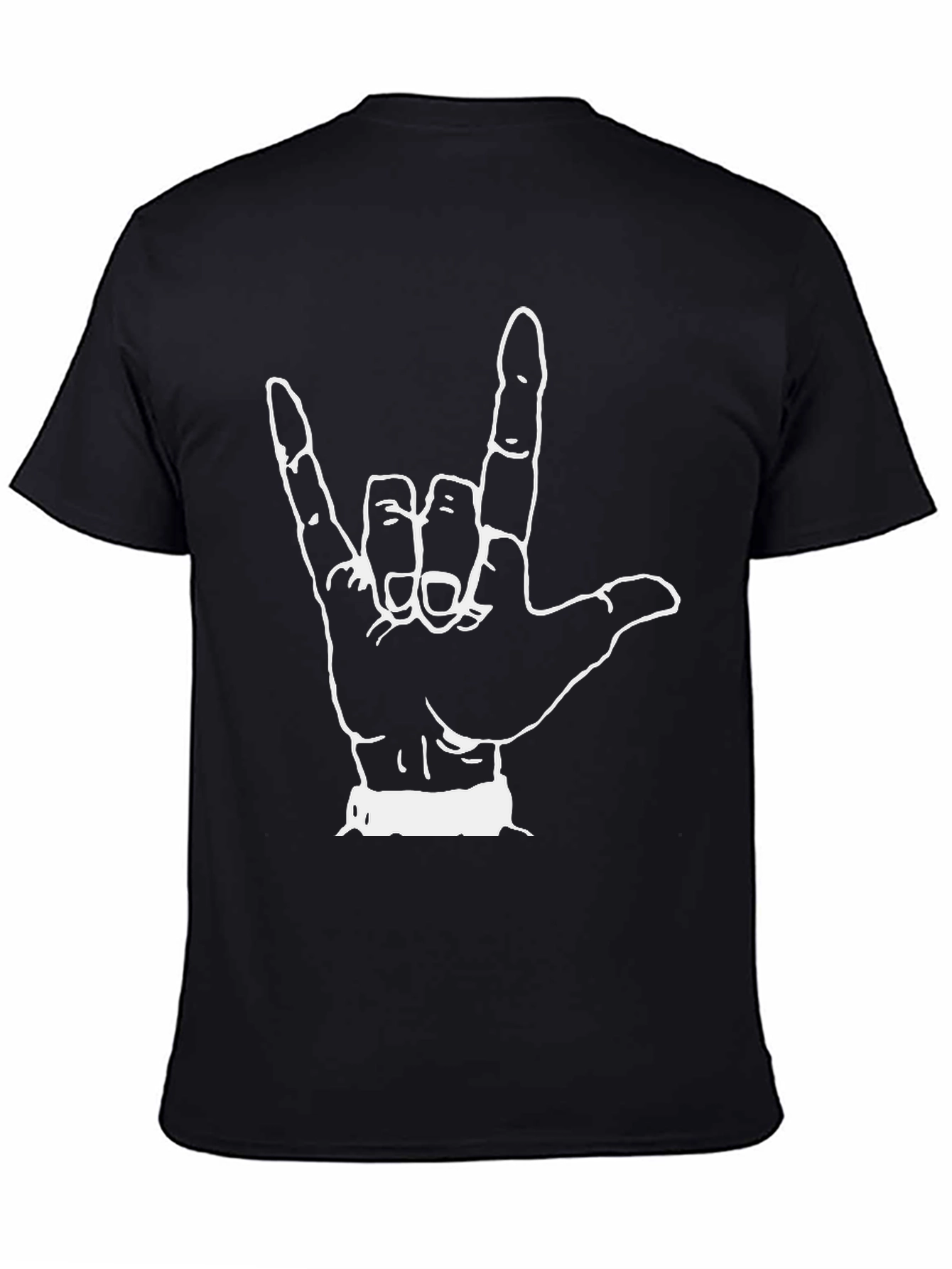 Rock On! Hand Gesture Graphic Tee - Black
