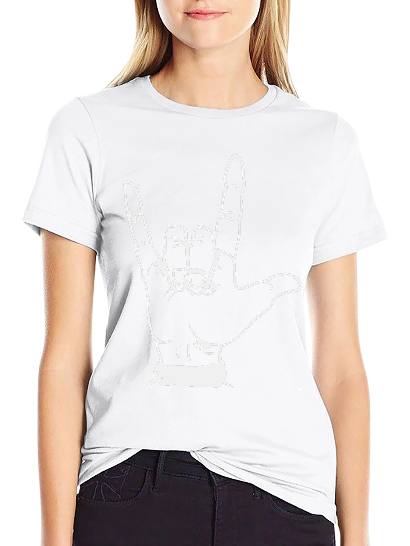 Rock On! Hand Gesture Graphic Tee - Black