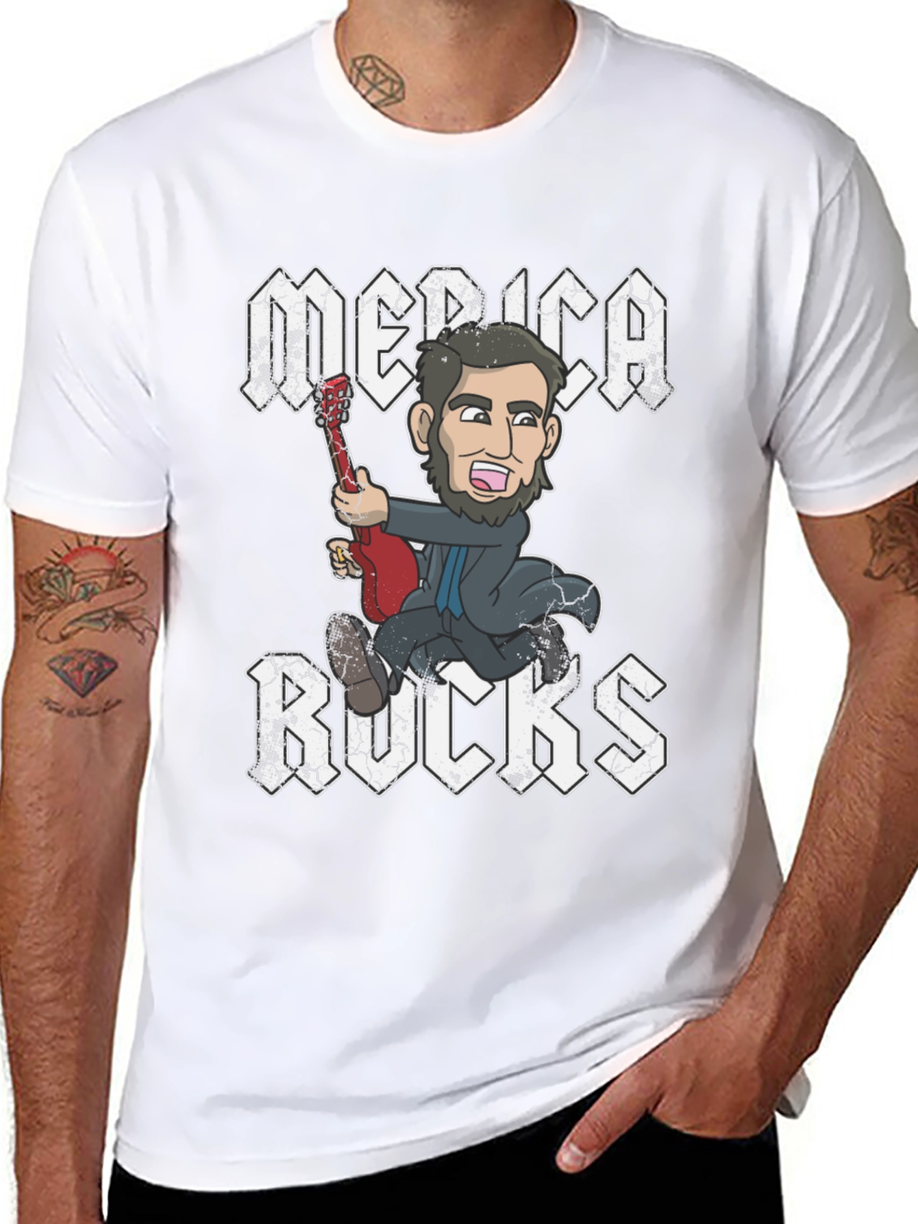 America Rocks T-Shirt Patriotic Cartoon Design