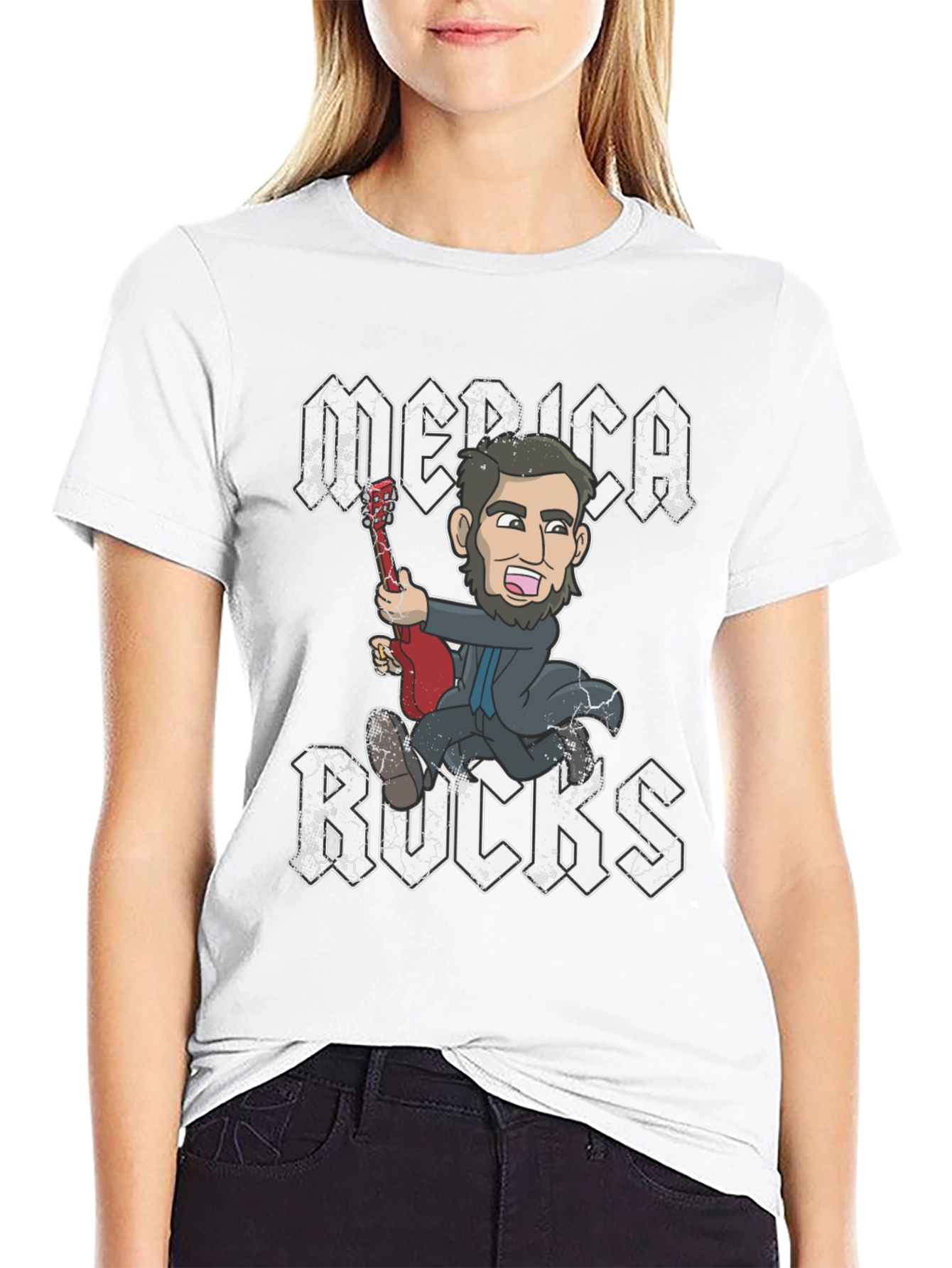 America Rocks T-Shirt Patriotic Cartoon Design