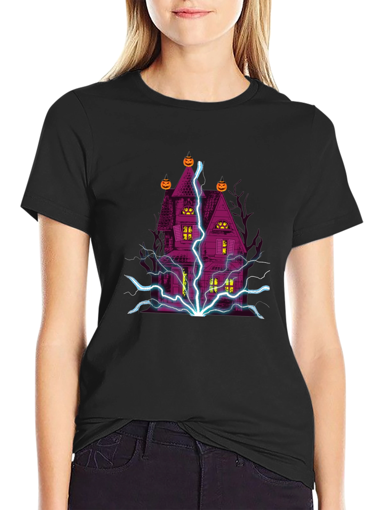 Halloween Haunted House Graphic T-Shirt
