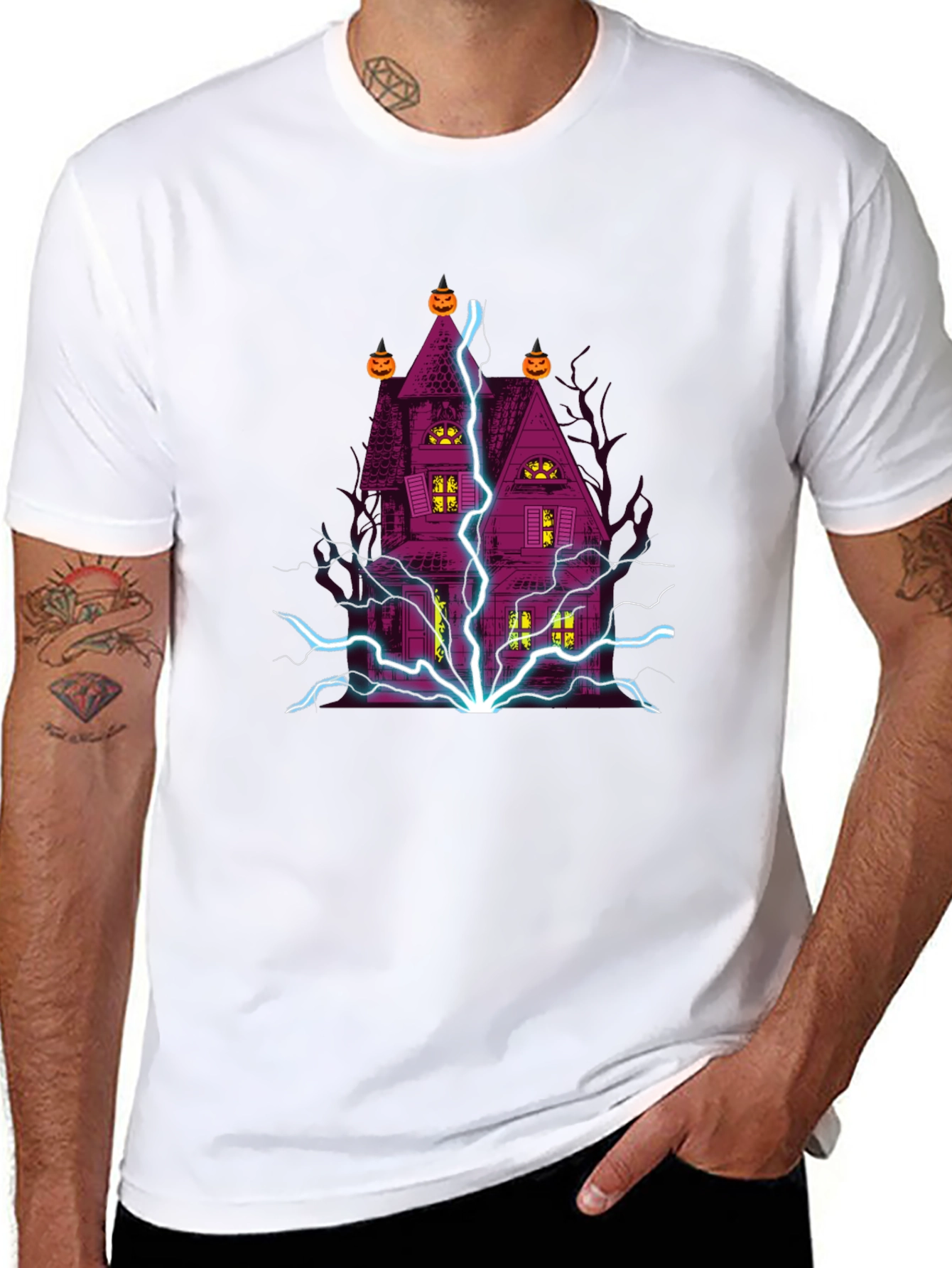 Halloween Haunted House Graphic T-Shirt