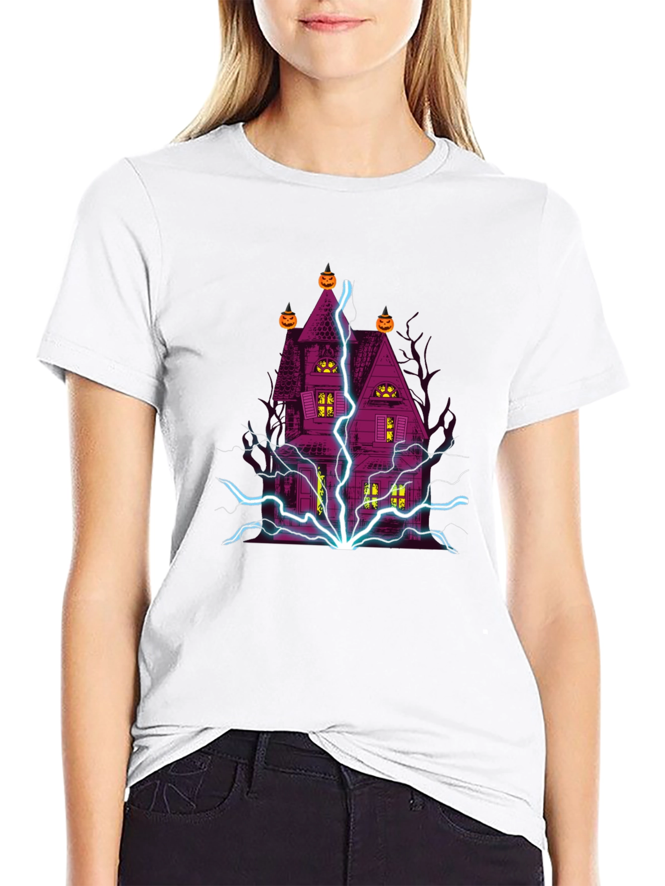 Halloween Haunted House Graphic T-Shirt