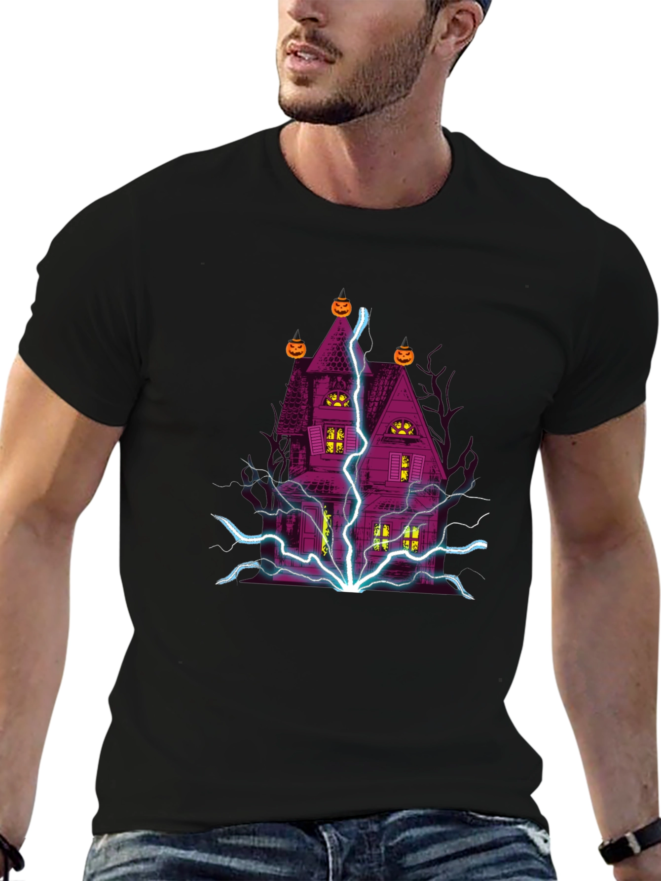 Halloween Haunted House Graphic T-Shirt