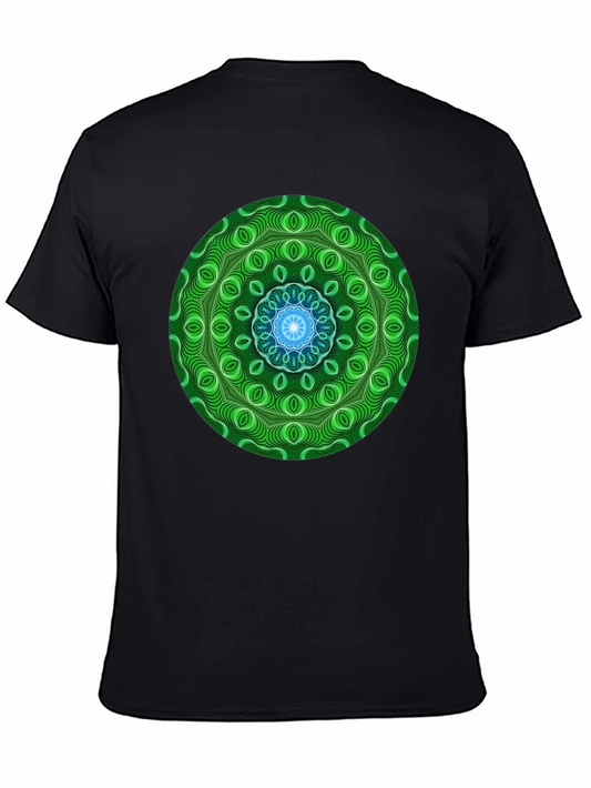 Green Mandala Graphic Black T-Shirt