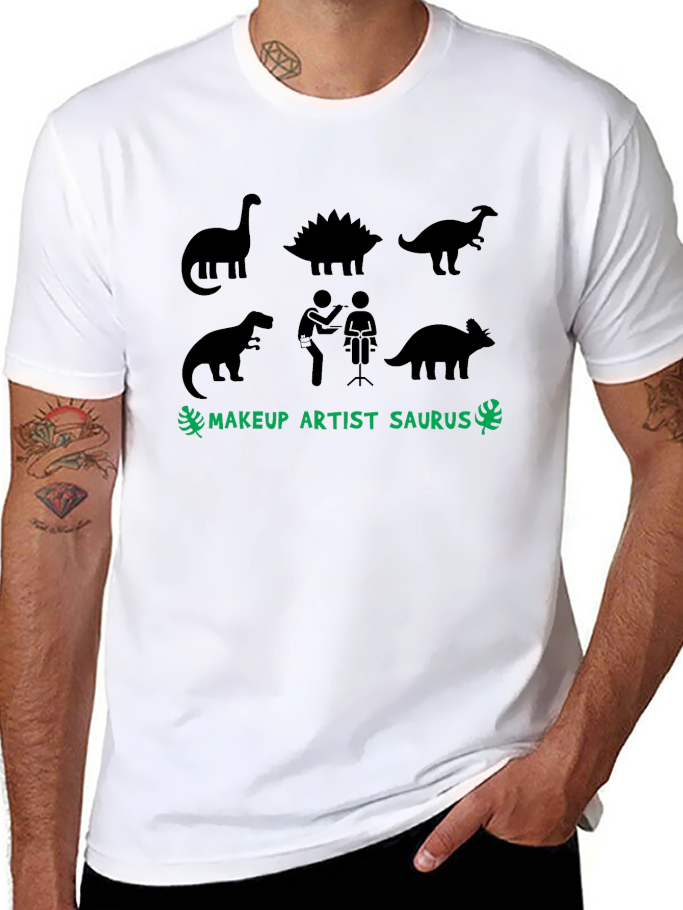 Makeup Artist Saurus T-Shirt | Dinosaur Graphic Tee