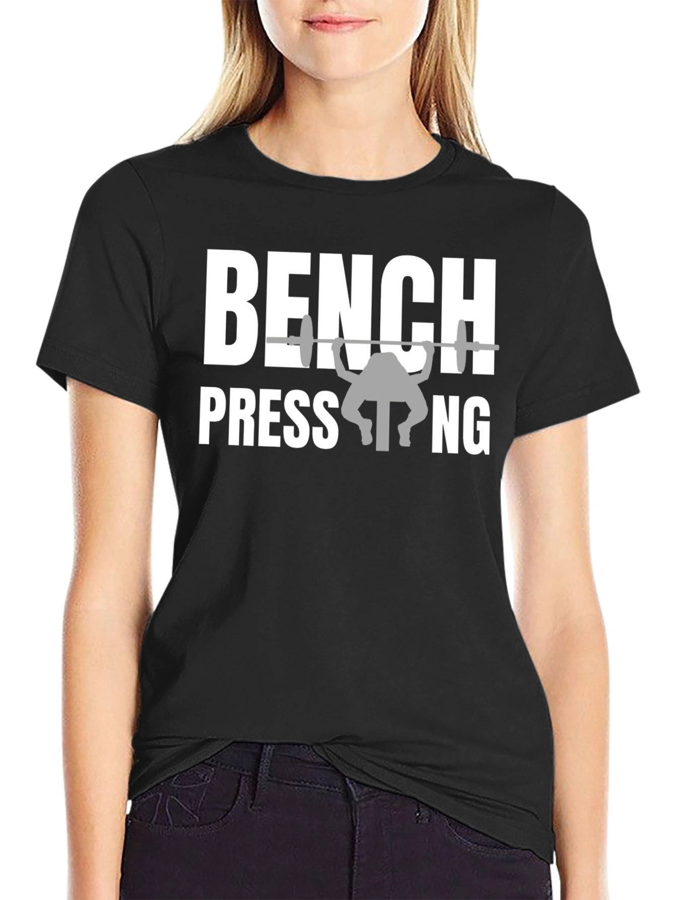 Bench Pressing Black Graphic Tee