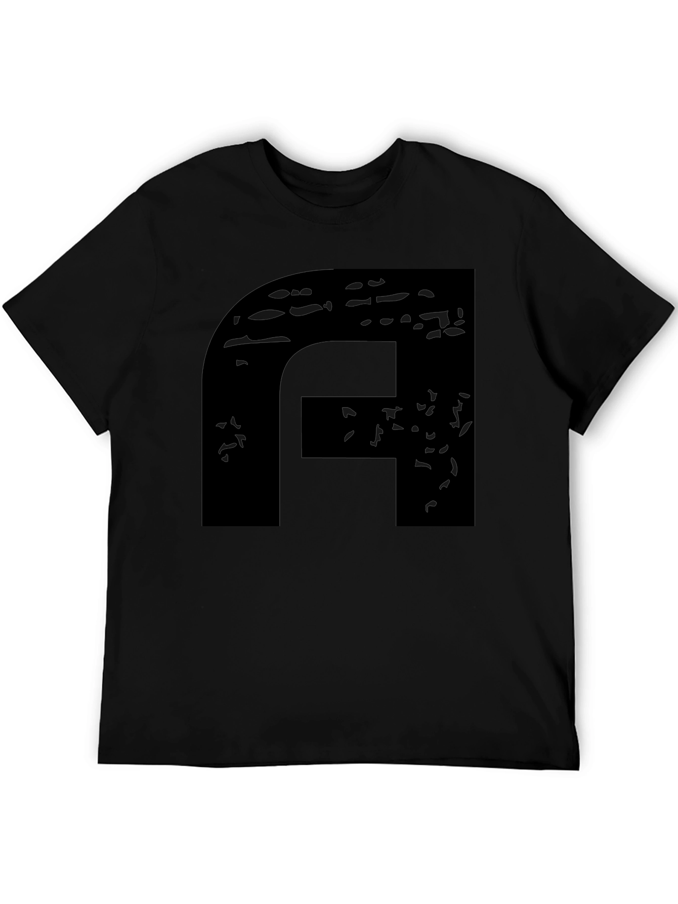 Modern Black Graphic Tee - Abstract F Design