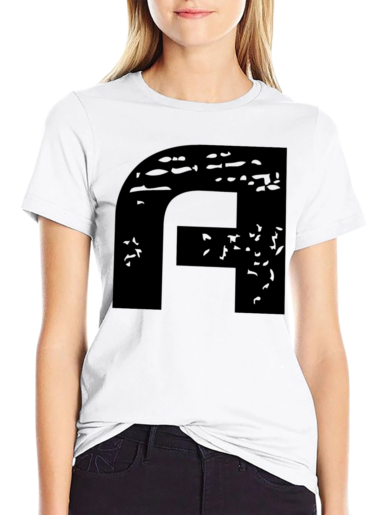 Modern Black Graphic Tee - Abstract F Design