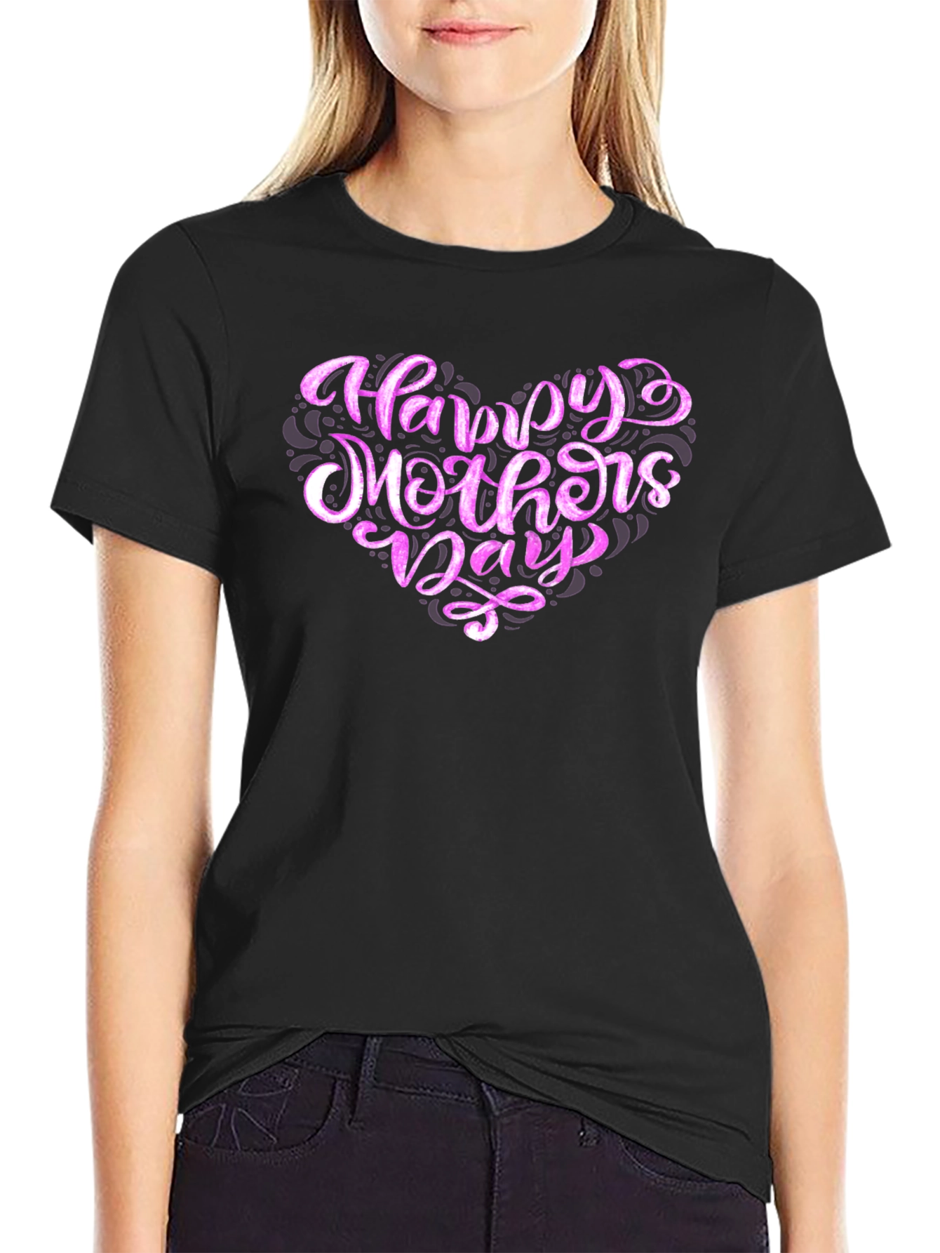 Happy Mothers Day Graphic Tee - Black