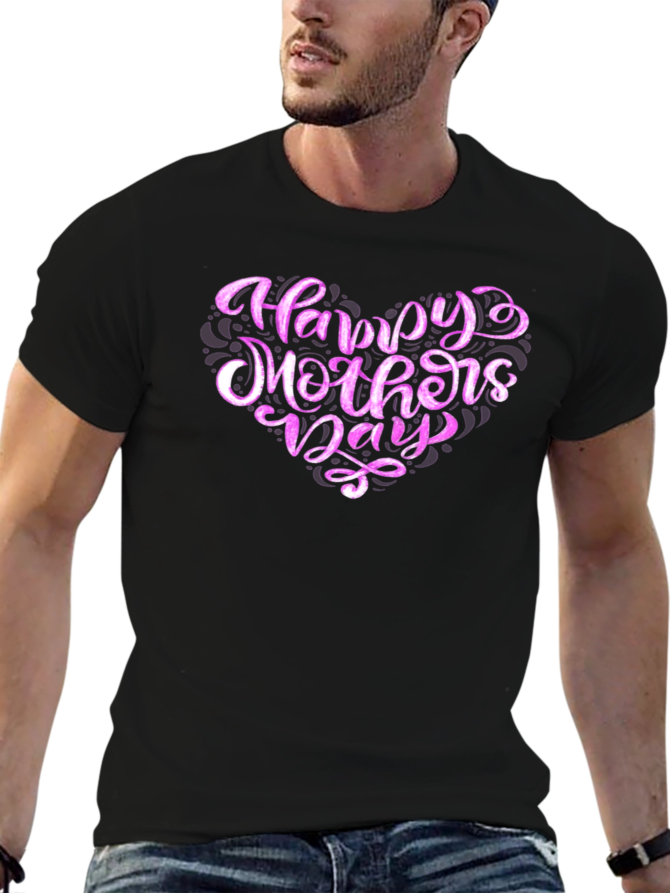 Happy Mothers Day Graphic Tee - Black