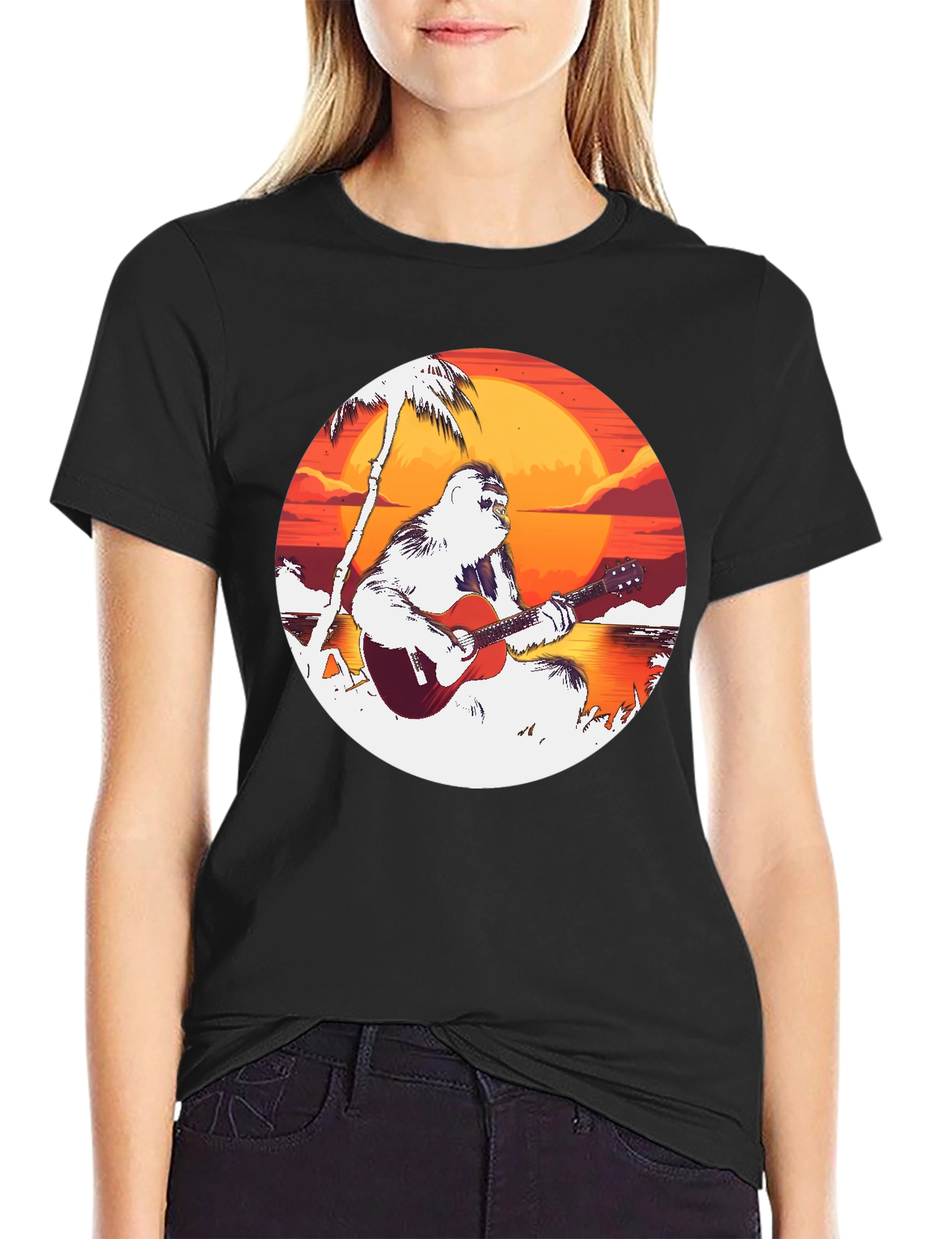 Ape Guitar Sunset Black Tee