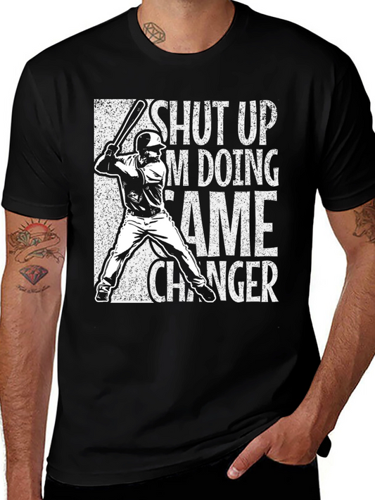 Baseball Game Changer Graphic Tee - Black Cotton Blend