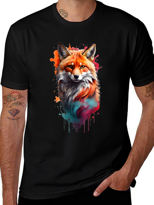 Watercolor Fox Graphic Tee - Stylish Animal Print Shirt