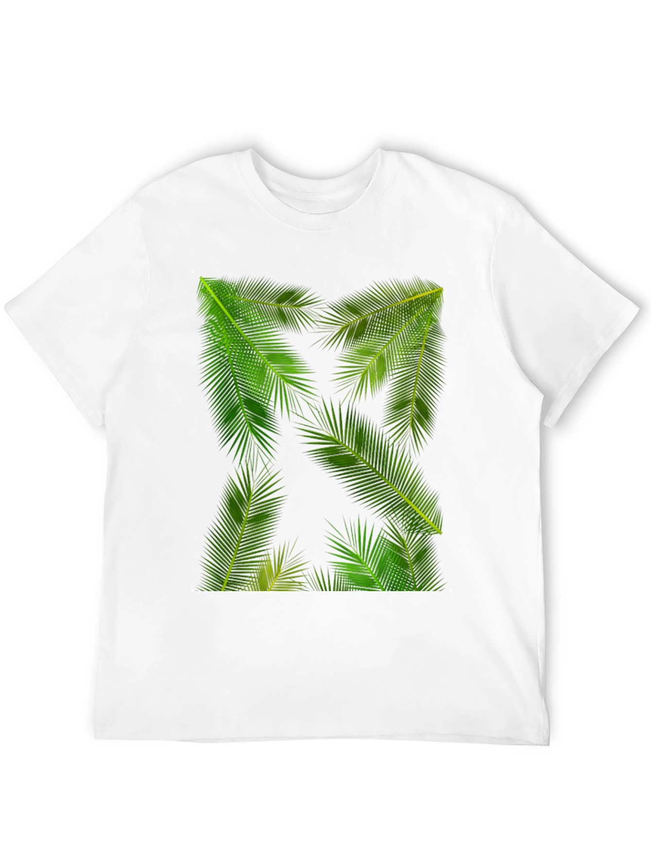 Tropical Palm Leaf Print Black T-Shirt