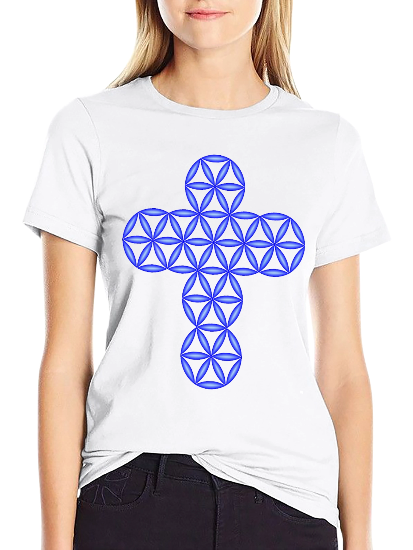 Geometric Cross Graphic T-Shirt