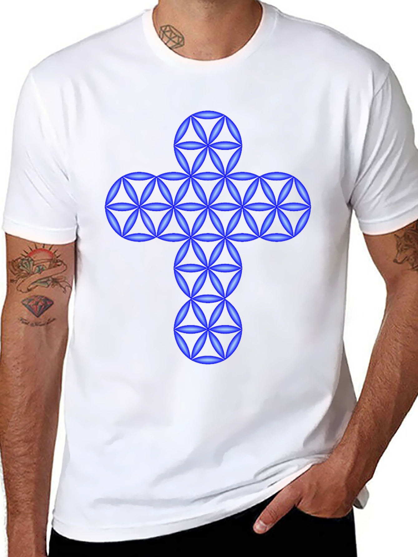 Geometric Cross Graphic T-Shirt