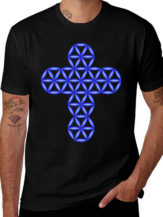 Geometric Cross Graphic T-Shirt