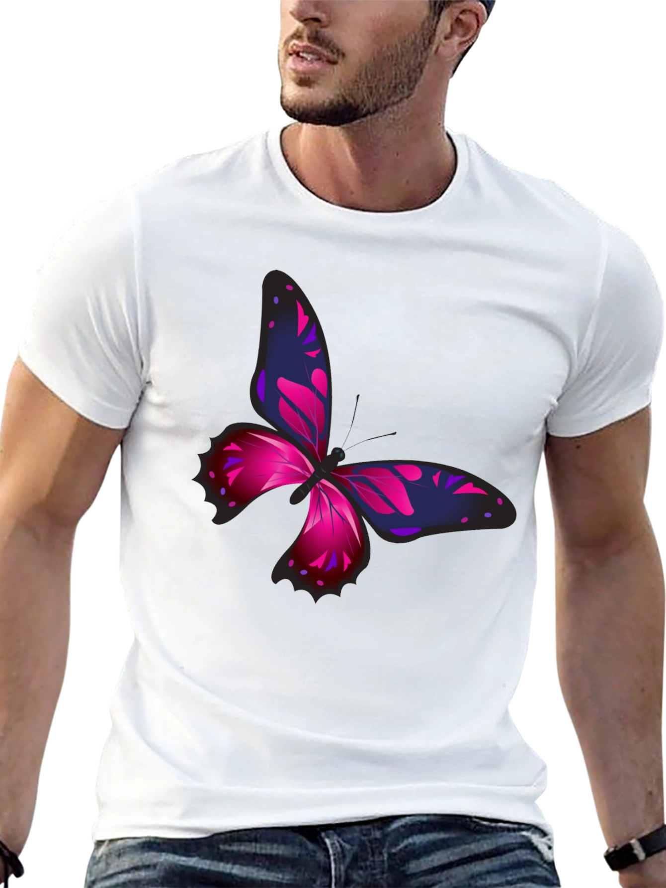 Butterfly Graphic Print Black T-Shirt