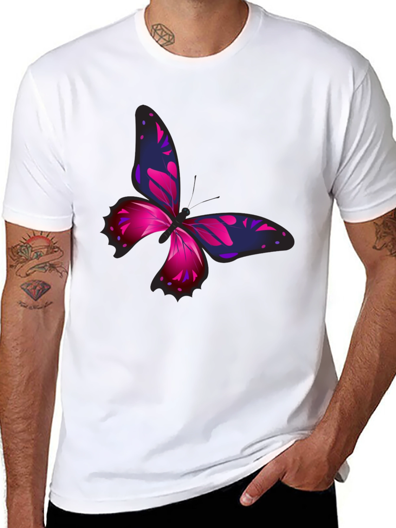 Butterfly Graphic Print Black T-Shirt