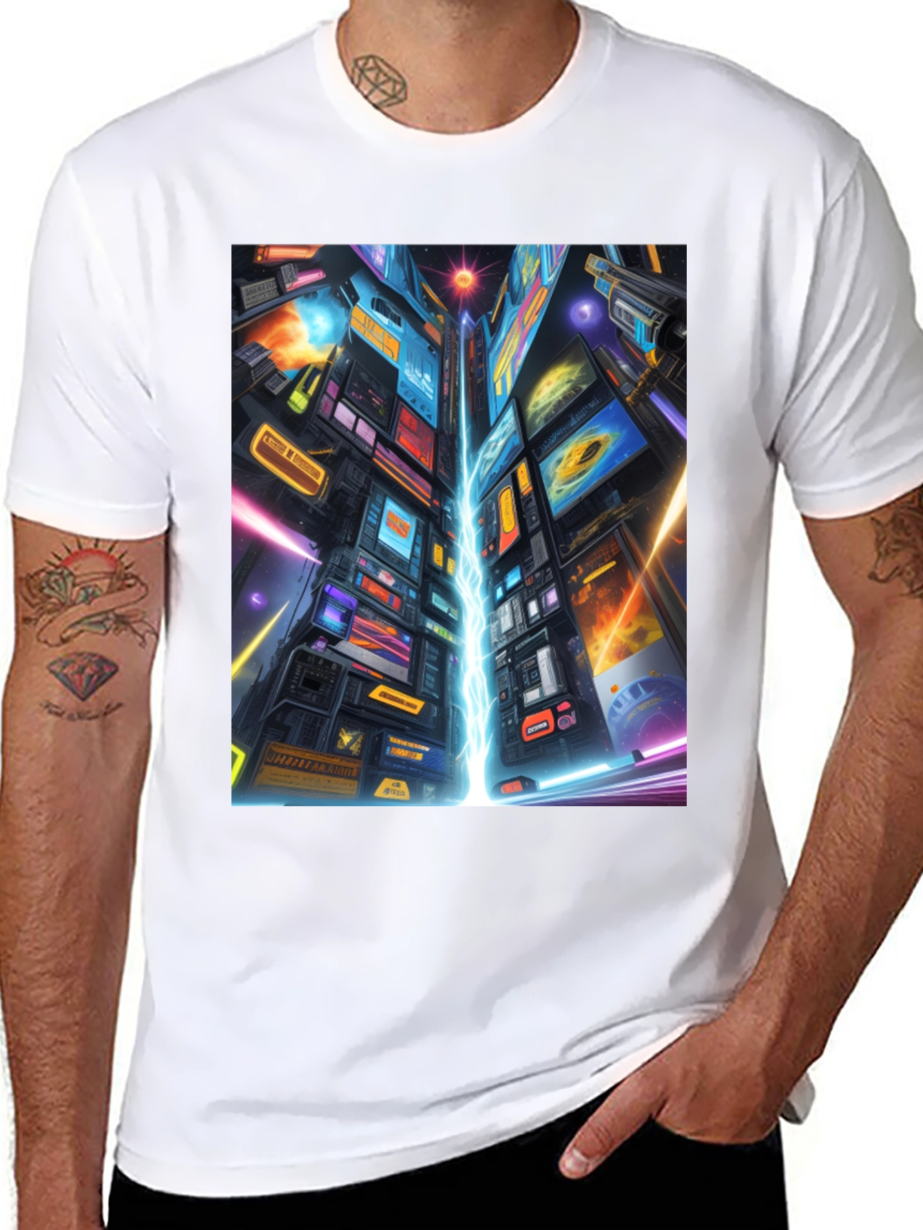 Cyberpunk Cityscape Graphic Tee