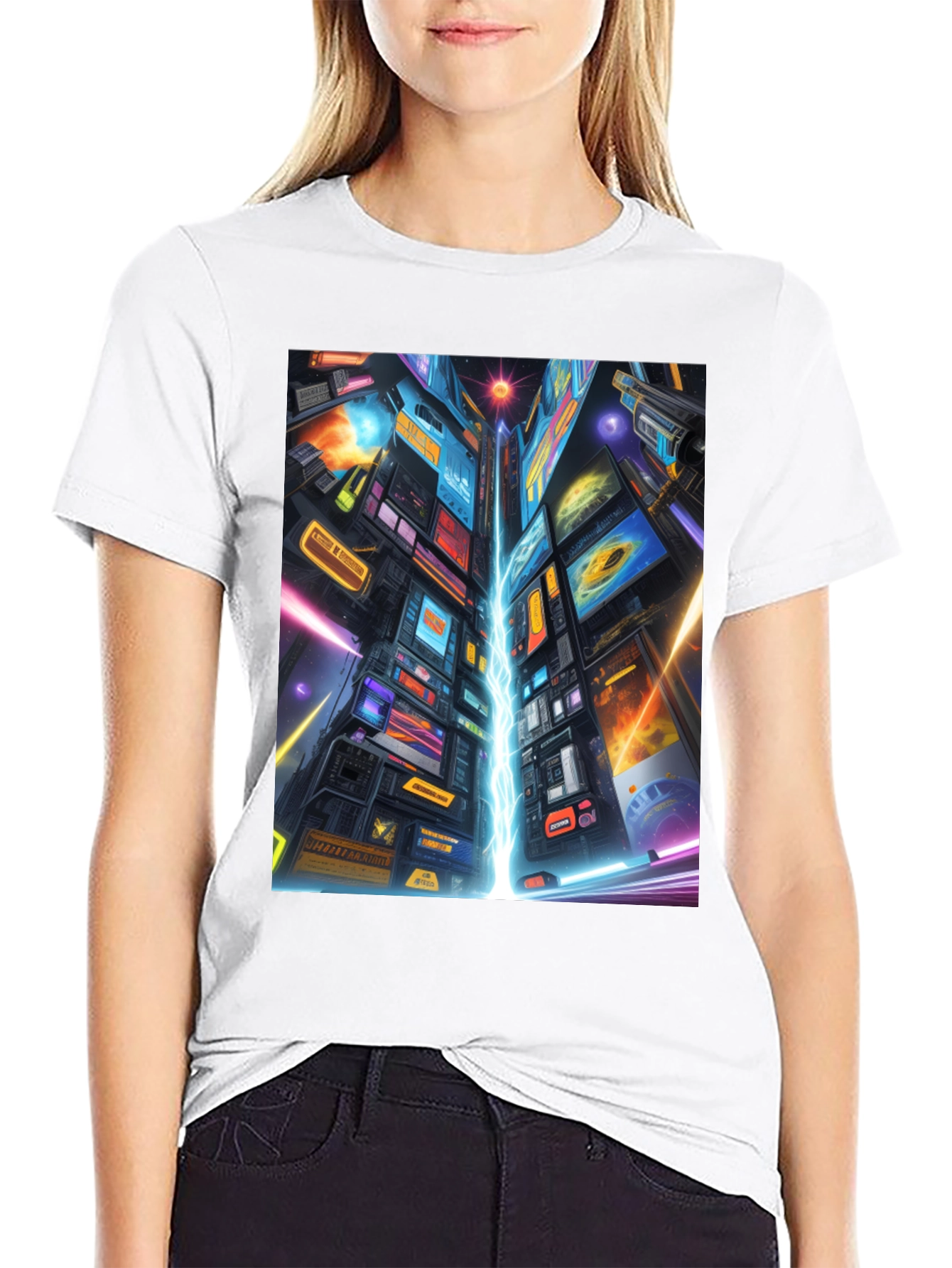Cyberpunk Cityscape Graphic Tee