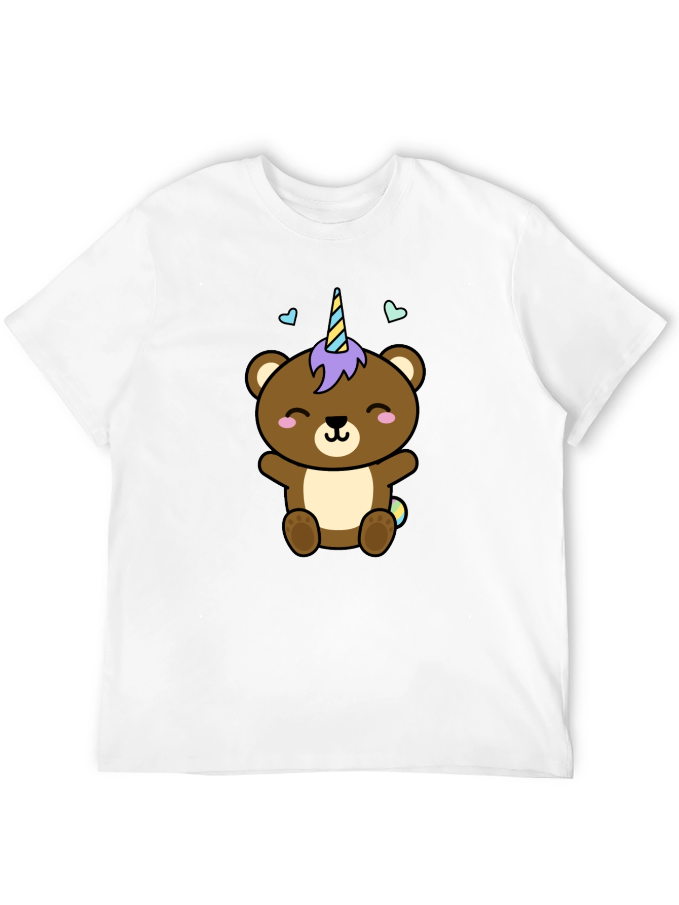 Cute Unicorn Bear Black T-Shirt