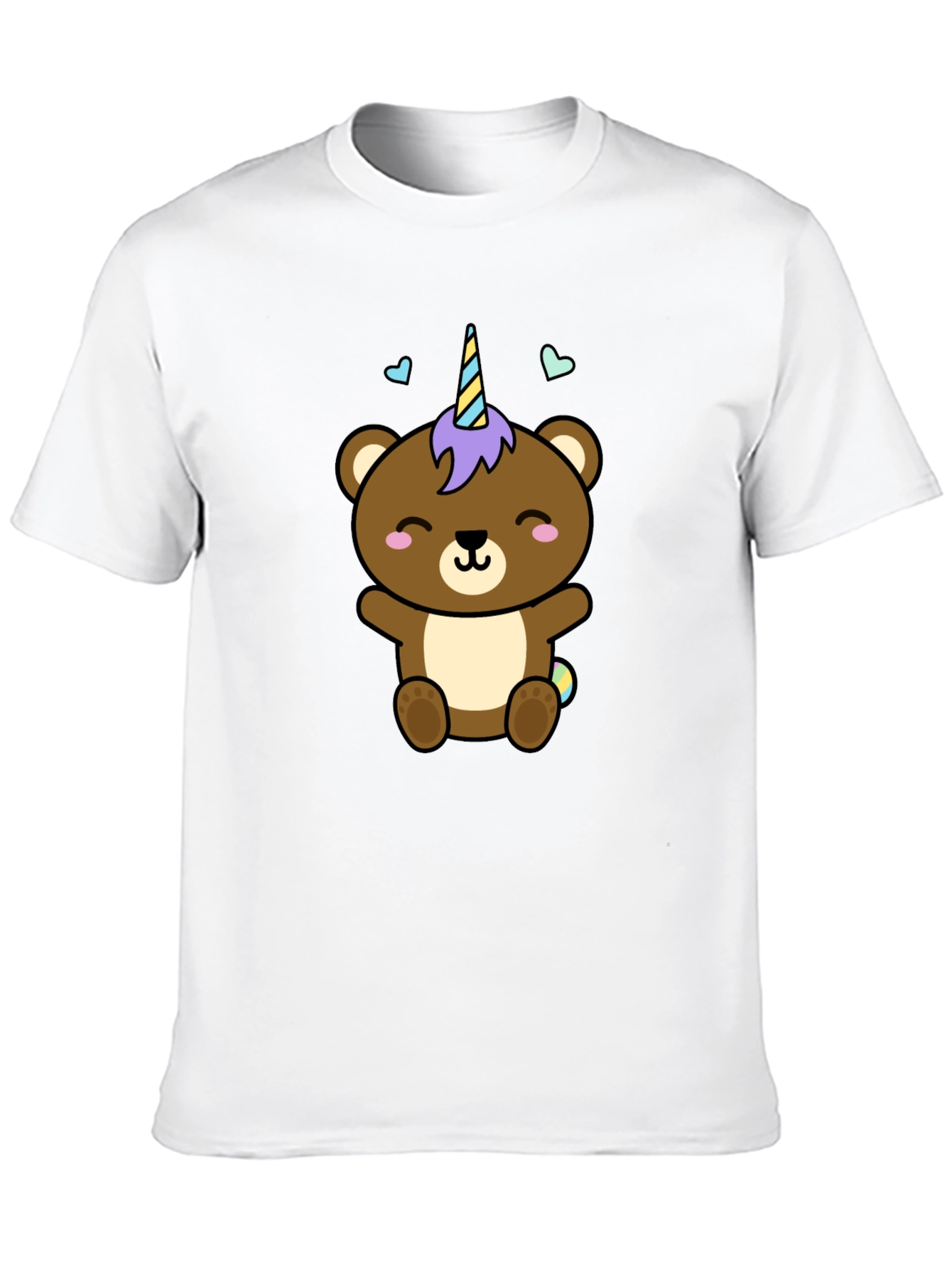 Cute Unicorn Bear Black T-Shirt