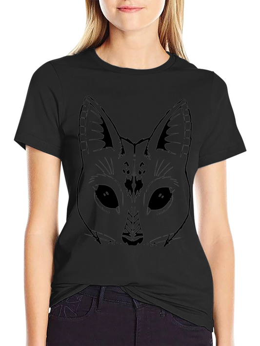 Abstract Fox Graphic Tee - Black Cotton Comfort