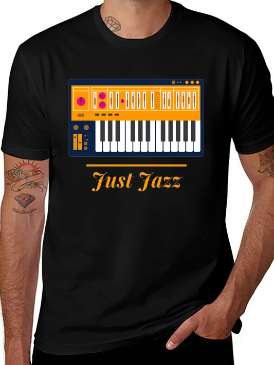 Just Jazz Keyboard Graphic T-Shirt - Mens Black Tee