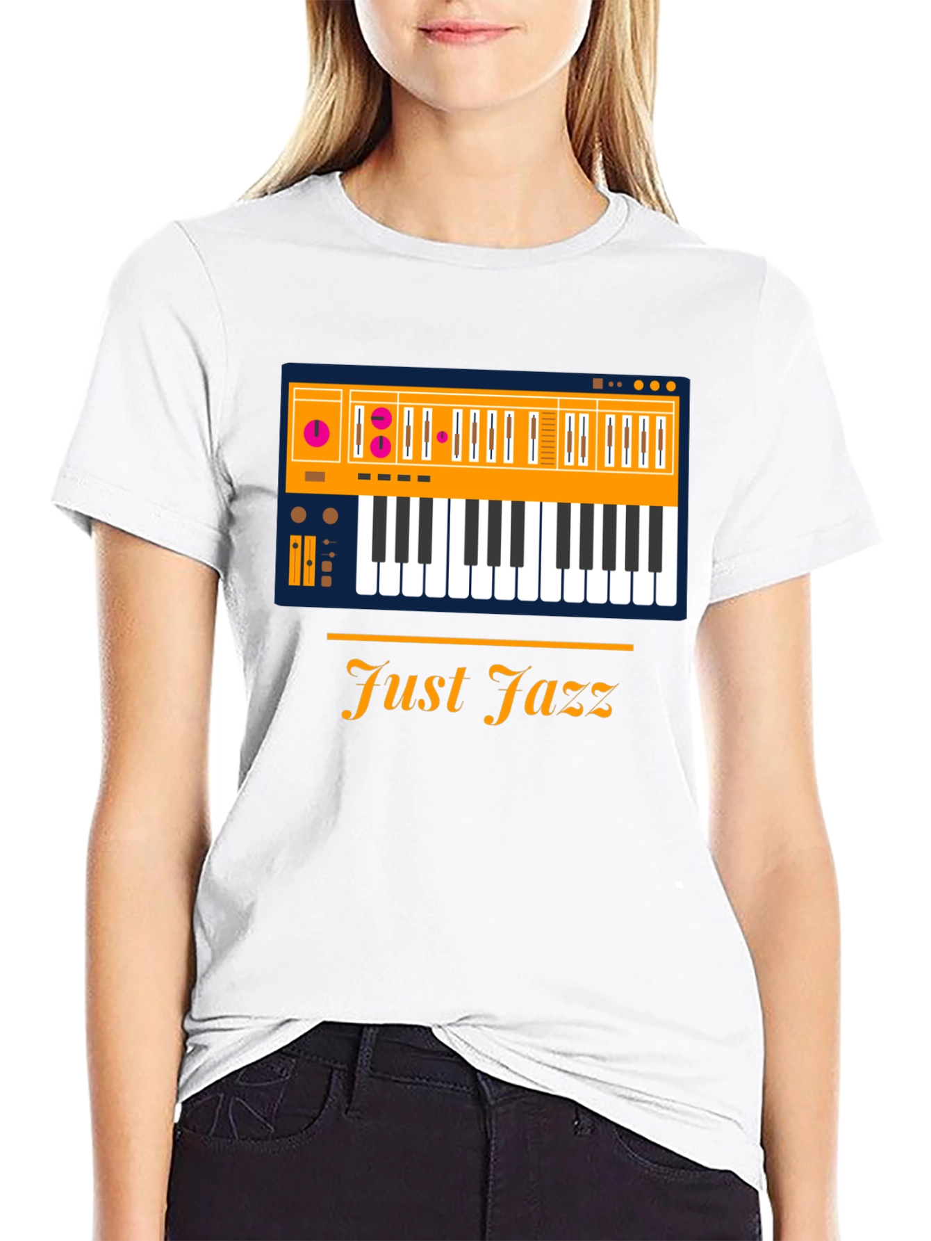 Just Jazz Keyboard Graphic T-Shirt - Mens Black Tee