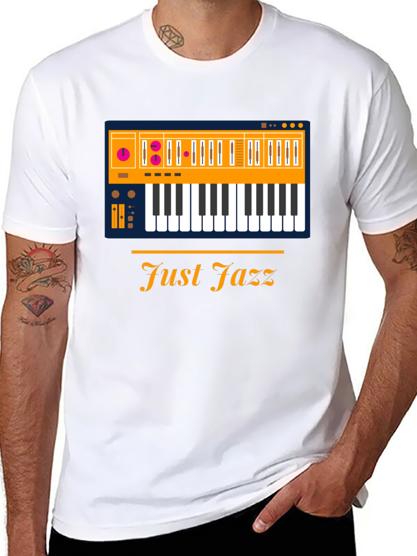Just Jazz Keyboard Graphic T-Shirt - Mens Black Tee