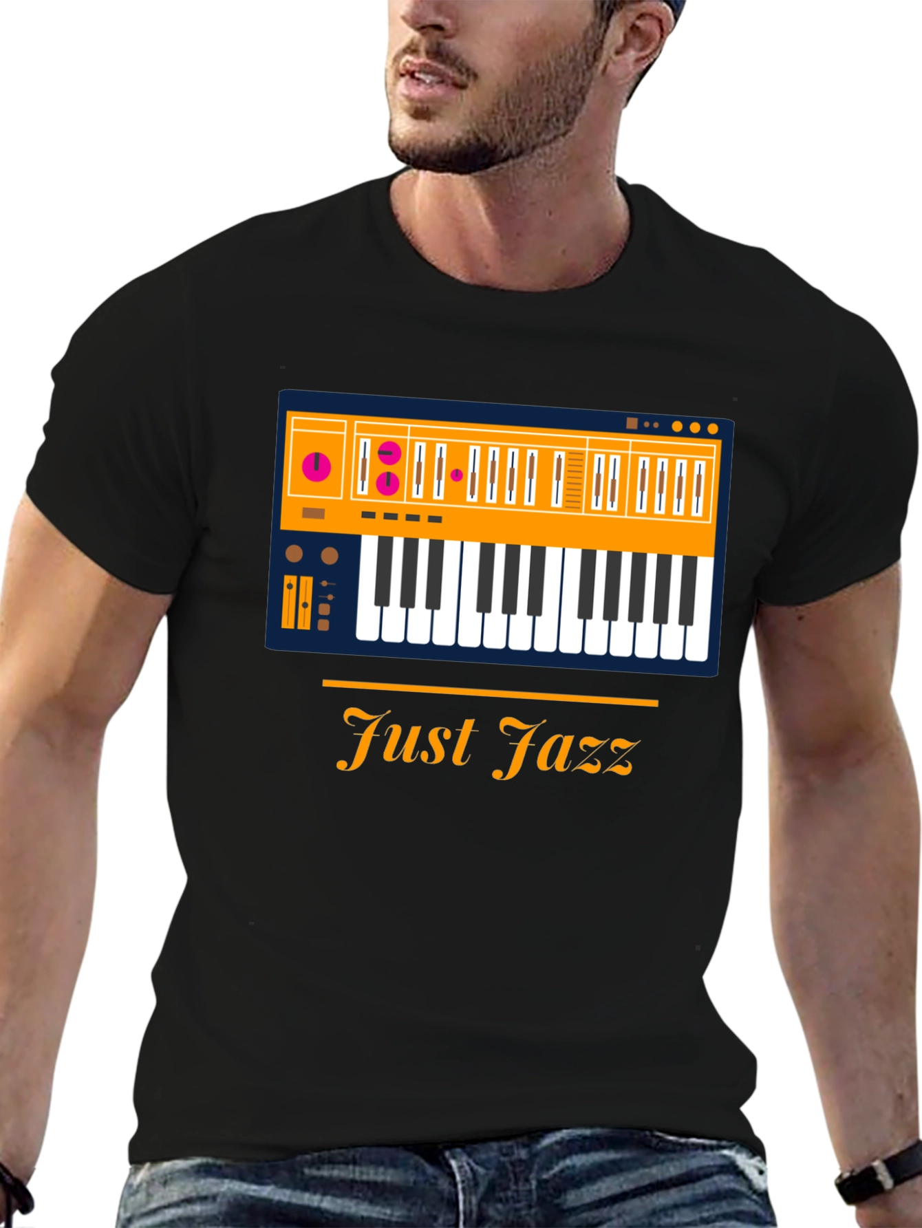 Just Jazz Keyboard Graphic T-Shirt - Mens Black Tee