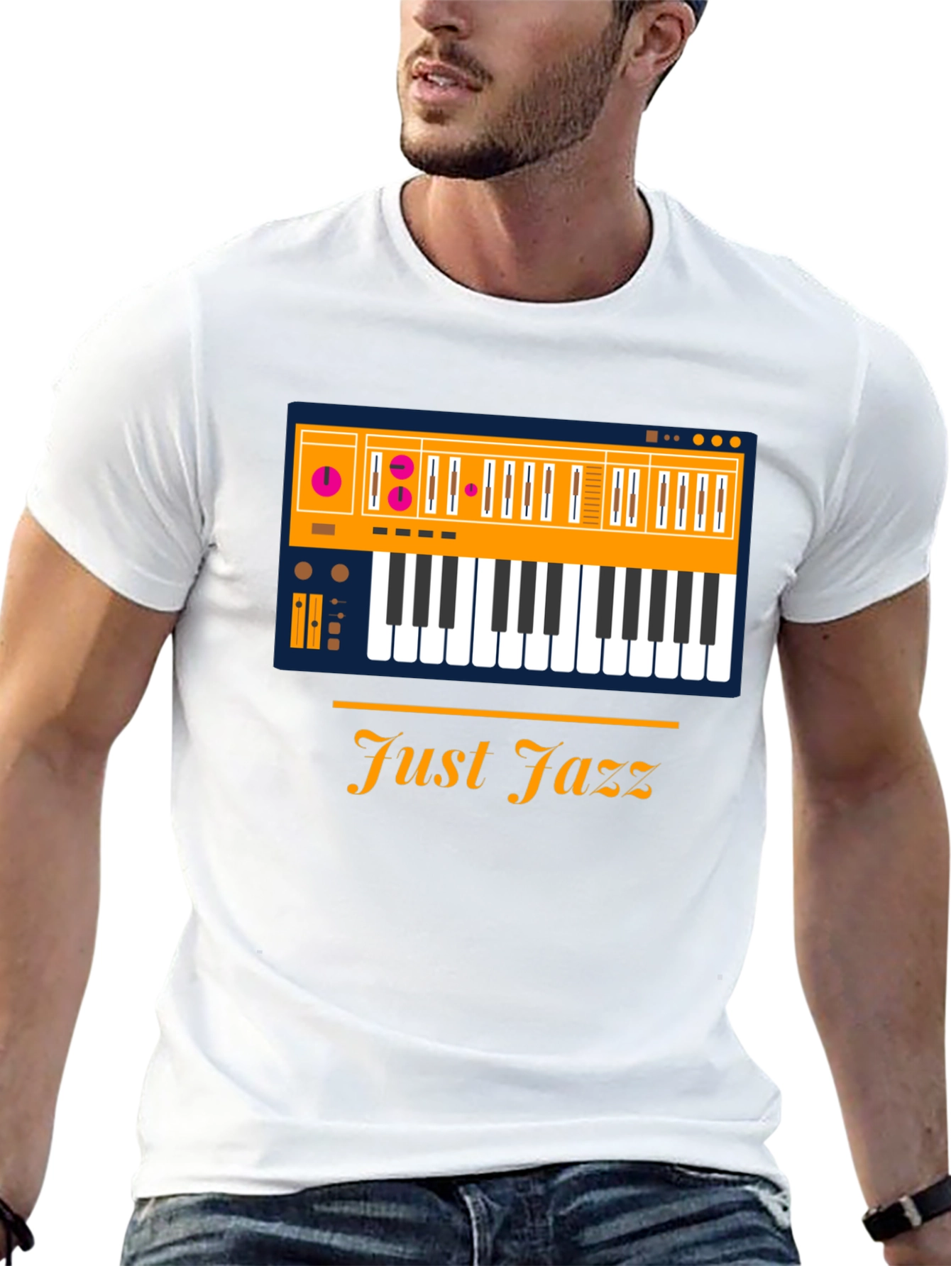 Just Jazz Keyboard Graphic T-Shirt - Mens Black Tee