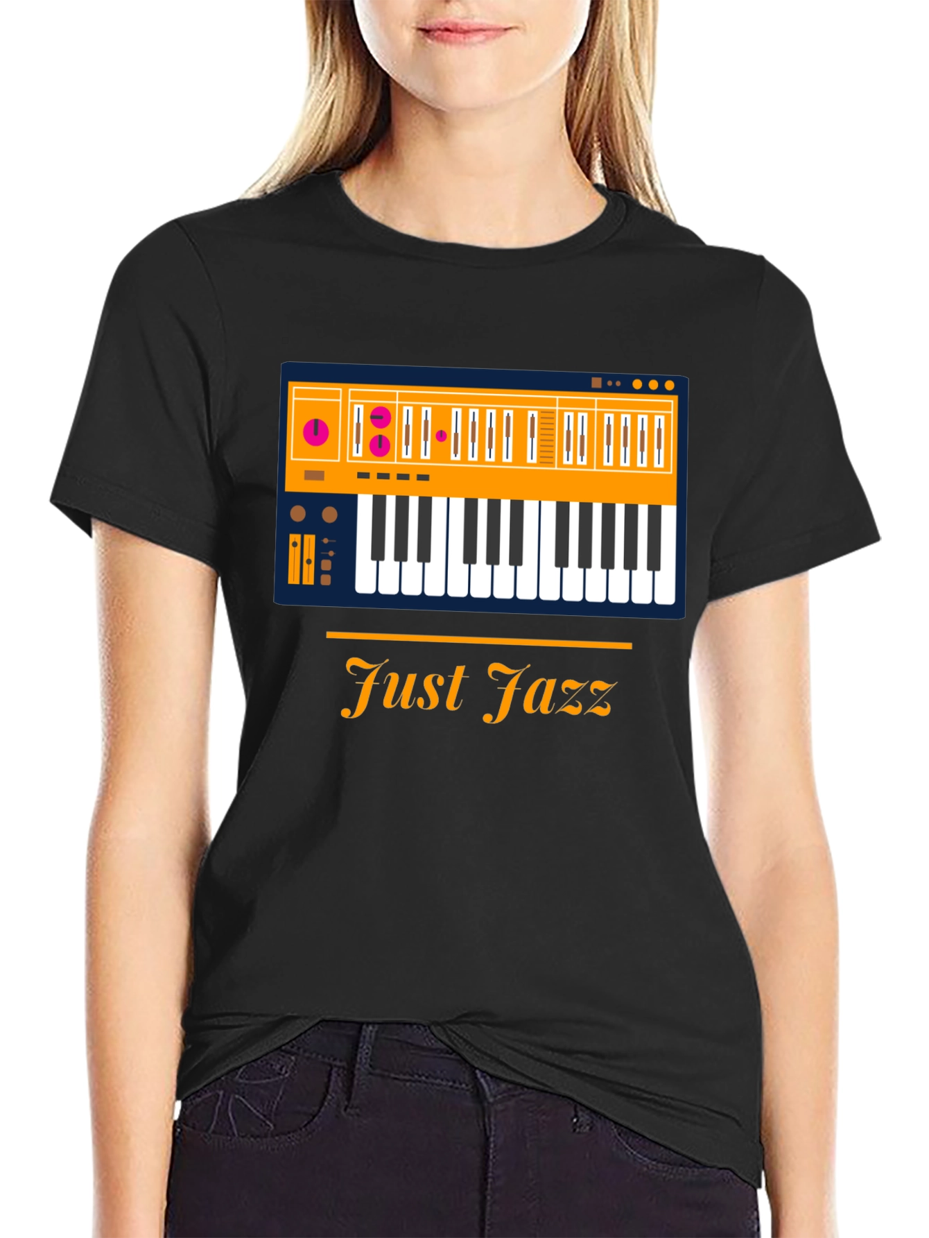 Just Jazz Keyboard Graphic T-Shirt - Mens Black Tee