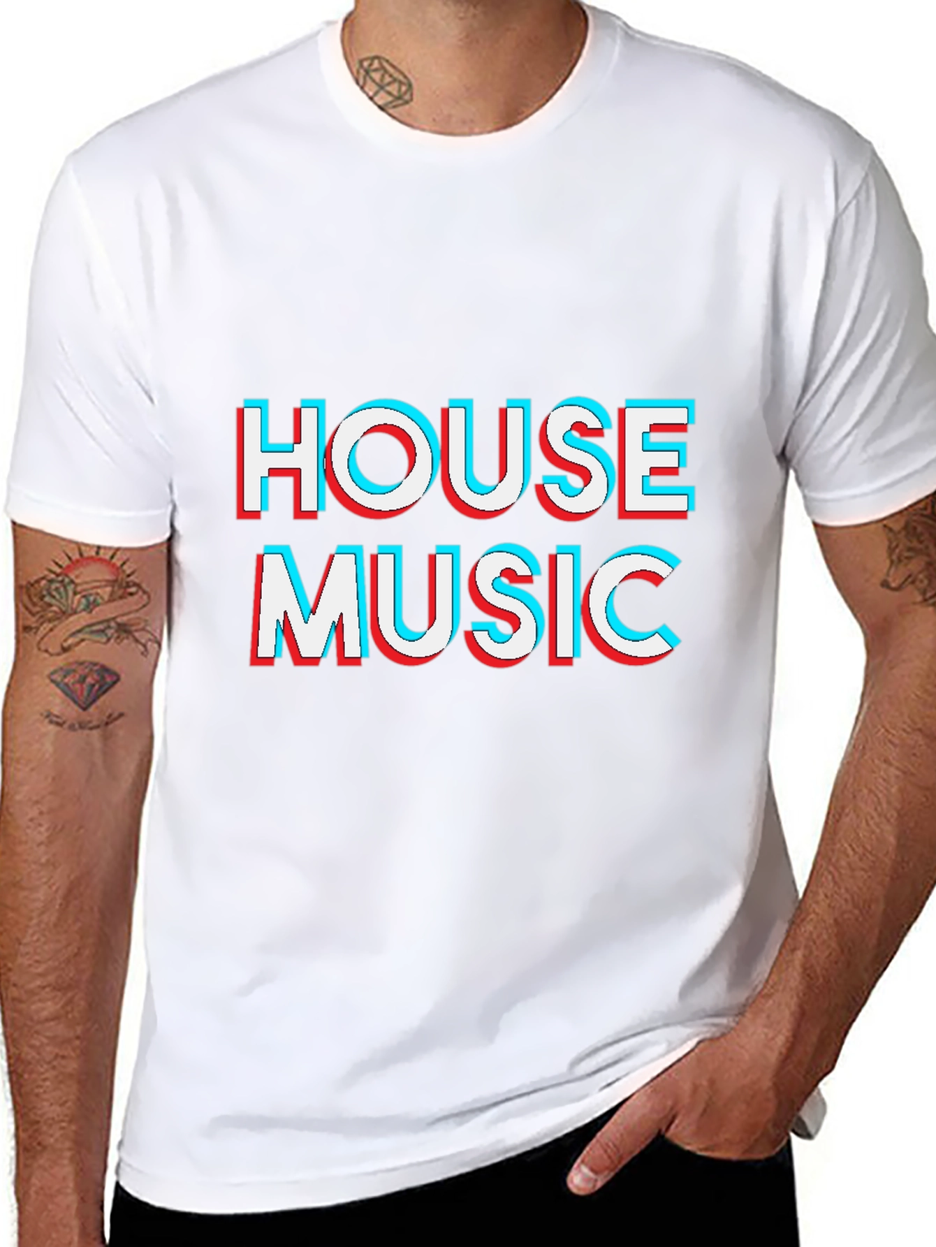 House Music 3D Effect Black T-Shirt