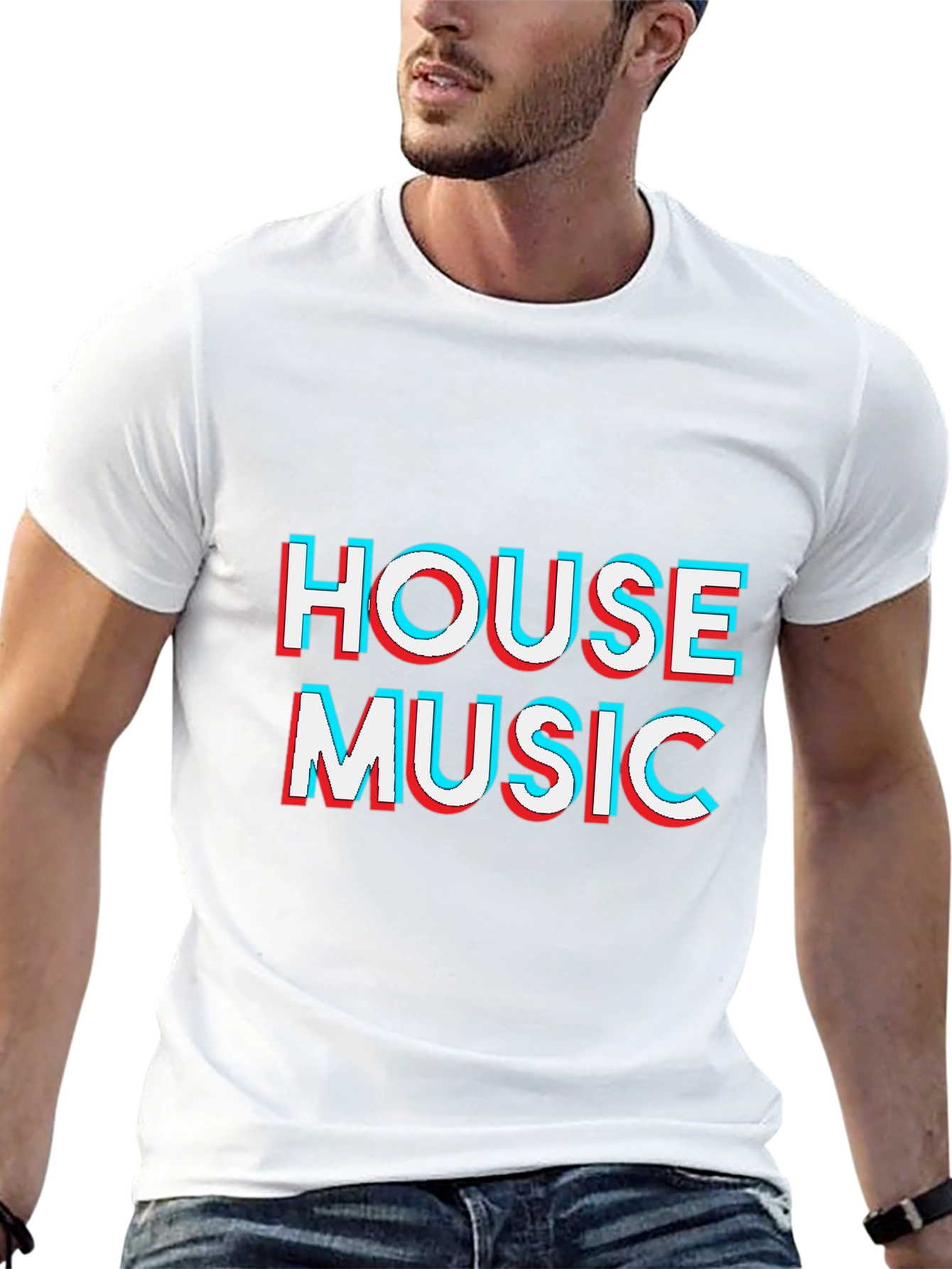 House Music 3D Effect Black T-Shirt