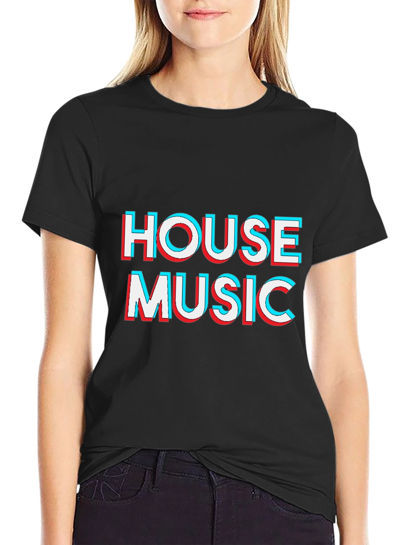 House Music 3D Effect Black T-Shirt