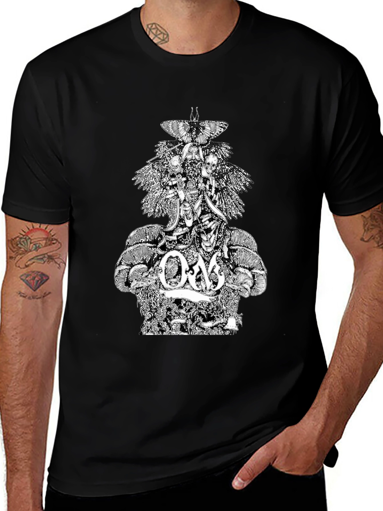 Om Band Graphic Tee - Black Cotton T-Shirt
