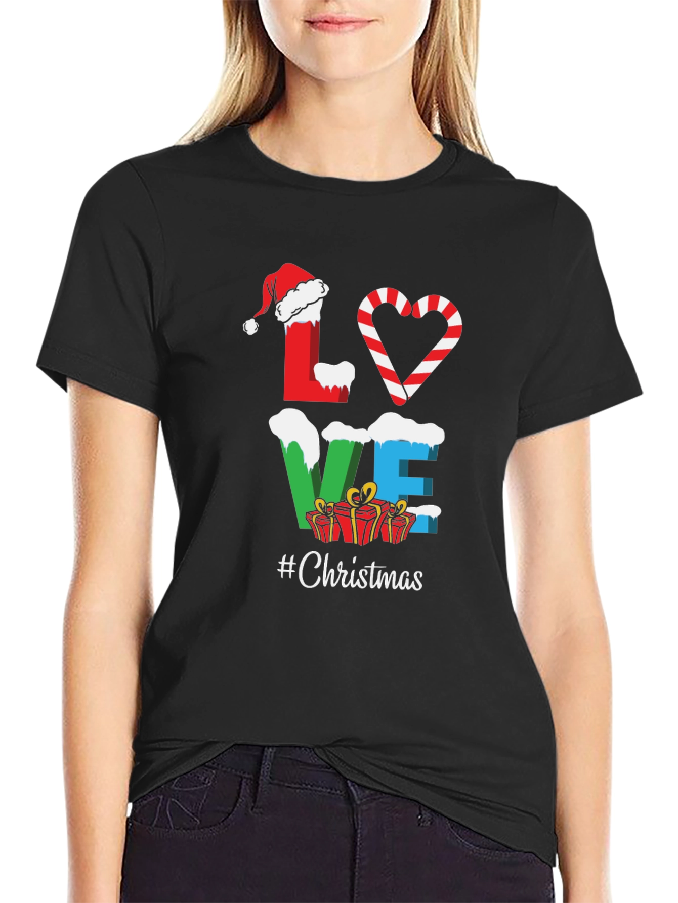 Festive Christmas Love Graphic Tee - Holiday Style